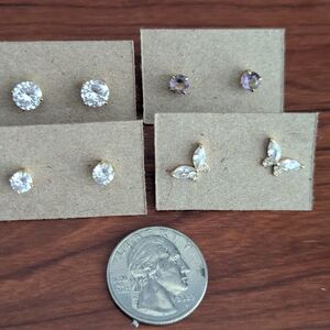 925 Vermeil Stud Earring Set - 4 Pairs